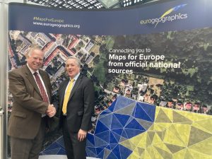 Tim Trainor, International Cartographic Association, President is pictured (left) with Colin Bray, President, EuroGeographics at the signing of the new international collaboration.